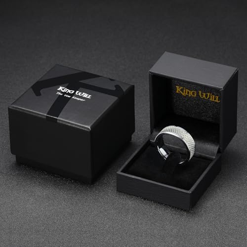 King Will Mens Tungsten Carbide Wedding Band with Groove Design | 6/7/8mm Width, Grooved, Comfort Fit, Everyday Wear - color: Silver-8mm