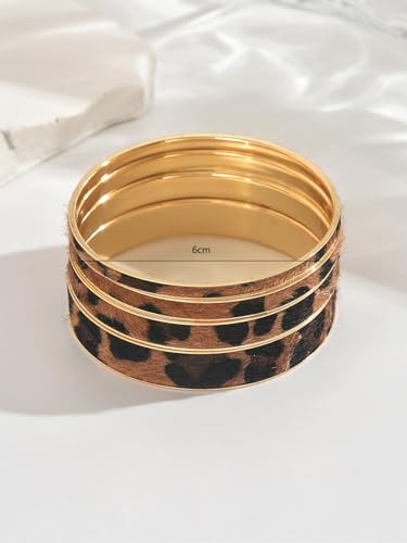 COLORFUL BLING Metal Punk Leopard Print Bangle Bracelet for Women Wide Chunky Gold Stackable Wrapped Open Cuff Bracelets Wristband Statement Jewelry - style: style 9