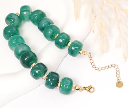 Beaded Bracelets Multicolor Acrylic Resin Beads Bracelet for Women - color: Green