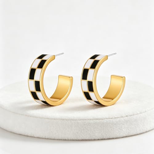 14K Gold Plated Chunky Hoop Earrings for Women Vintage Leopard Print Hoops Large Round Hoop Earrings Jewelry - style: Hoop L