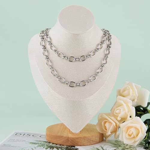UMAOKANG 2 Meters Stainless Steel Jewelry Chains Bulk Thick Oval Link Chain | Strong Metal Chain for Jewelry Making Men and Women Jewelry DIY Supplies Findings - color: Rolo (Steel)