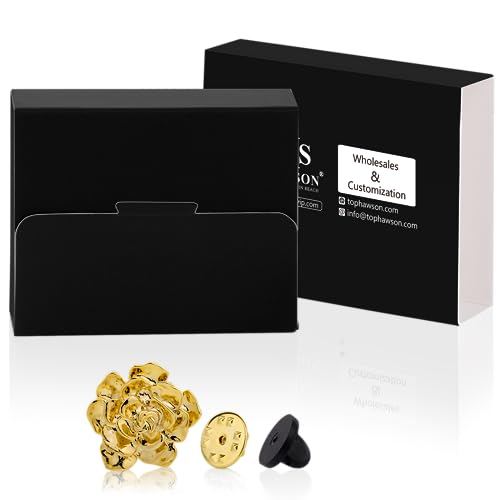18K Gold Tone lapel Pins Brooch for Men Suit, Metal Flower Brooch Pins for Women, Mens Suit Accessories on Wedding Birthday Anniversary Father's Day. - color: rose