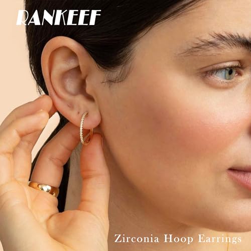 RANKEEF Gold/Silver Hoops Earrings For Women Hypoallergenic | S925 Silver Hoop Earings Lightweight Gold Hoops Gold Rhinestone Earring With Cubic Zirconia 20/30/40mm - color: Gold-20mm