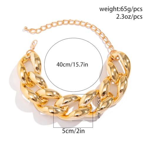 Chunky Gold Chain Necklace for Women Big Chunky Choker Necklace Gold Cuban Link Chain Necklaces Punk Hip-Hop Necklaces Costume Jewelry Gift - color: Gold01