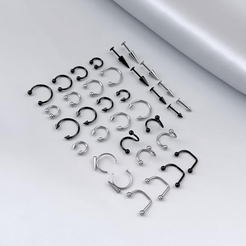Lip Rings 16G Snake Bite Piercing Labret Jewelry Monroe Barbell | Spike Nose Stud Spiral Piercing Vampire Fangs Lip Cuff Stainless Steel Vertical Helix Jewelry for Women Men