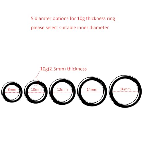 4G/6G/8G/10G/12G/14G/16G/18G/20G Hypoallergenic Nose Hoop Rings Steel Hinged Clicker Segment Gold/Rose Gold/Black/Pink Color - style: 1pc: 10g×16mm Black