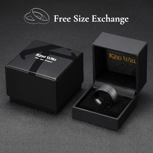 King Will Classic Tungsten Wedding Band for Men, 6/7/8/9/10mm Widths, Polished Finish Step Edge Matte Rings Comfort Fit - color: D-gunmetal 12mm