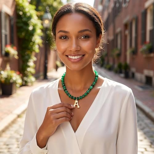 Initial Beaded Necklaces for Women,14K Gold Plated Bubble Letter Pendant Jewelry Gifts - color: acrylic neccklace-a