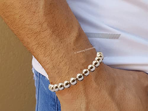 Amazing Gemstone Champagne Pearl Bracelet for Women Men's Gifts | Protection Healing Crystal Bracelet - 8mm Beaded Stretchable Bracelet Stocking Stuffers Mothers Day Gift - color: Champagne Pearl