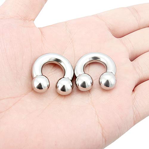 2Pcs PA Ring Horseshoe Circular Barbell 316L Surgical Steel Internally Threaded 00G 0G 2G 4G 6G 8G 10G Pierced Body Jewelry for Women 12mm 16mm 19mm - style: 1 pair-2G;Inner Dia:12mm