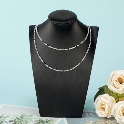 UMAOKANG 10 Meters Silver Chain for Jewelry Making Silver Plated Solid Brass Chains Bulk for Women Necklace Bracelet DIY Jewelry Supplies - color: Silver Rolo