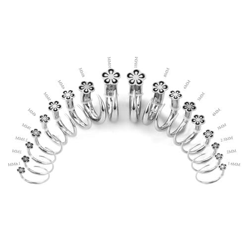 TBOSEN 18PCS Stainless Steel Stretching Kit Taper Bend Expander O-Ring Round | Flower | Heart | Cat Top Body Piercing Jewelry Set - color: Flower Top,Silver