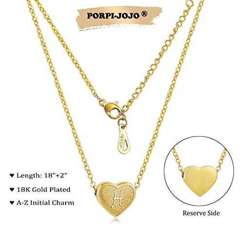 18k Gold Plated Heart Pendant Letter Necklaces for Girls Stainless Steel Initial Necklace for Women Birthday Gifts for Girls Women - color: Brushed Gold, style: Letter H
