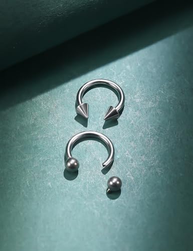 F136 Titanium 20/18/16/14/12/8/4/2g Septum Nose Rings Gauge Earrings Lip Rings Prince Albert Jewelry Internally Threaded Horseshoe Hoop Piercings - size: 14g*10mm