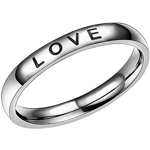 Jude Jewelers 4mm Stainless Steel Love Faith Hope Blessed Mantra Inspirational Wedding Band Ring - color: Love