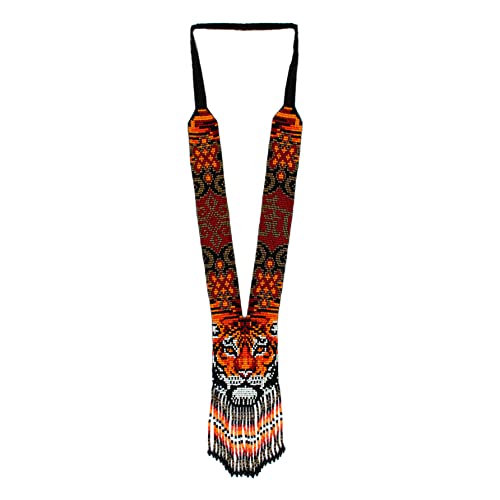 Long Beaded Necklace – Boho Native Handmade Seed Bead Tassel Necklace, Bohemian Large Statement Beaded Necklace for Women and s - color: Pattern 7