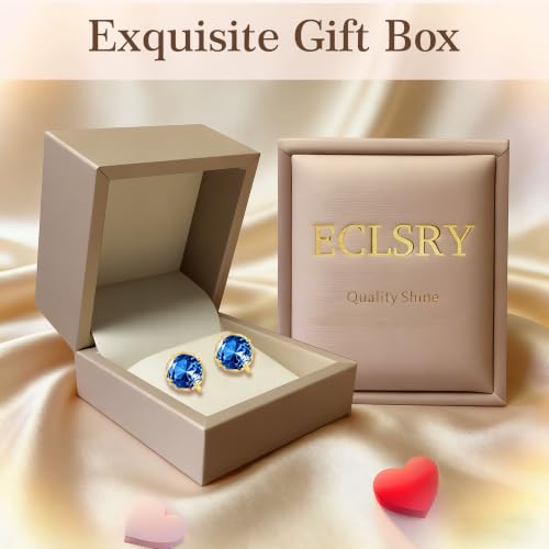 Round Austrian Crystal Clip On Earrings for Women Non Pierced Earrings, Hypoallergenic Clip-on Earrings Jewelry Gift for Sensitive Ears - color: Blue