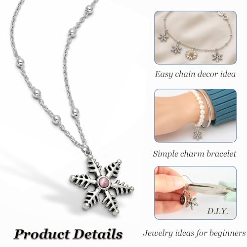 Heather's cf Star Charms for Jewelry Making Silver Tibetan Star Moon Snowflake Pendants Non Tarnish Metal Earring Charm for Bracelets Necklaces Earrings DIY Jewelry Making Supplies - color: Silver Snowflake - 110Pcs