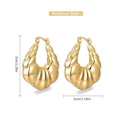 Women Hoop Earrings Lightweight 18K Gold Plated Chunky Hoops Earring Daily Jewelry - style: Hoops 7