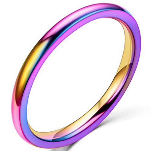 Jude Jewelers 1.5mm Stainless Steel Classical Plain Stackable Wedding Band Ring - color: Rainbow