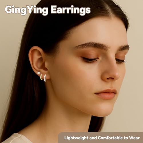 Silver/Gold Stud Hoop Earrings:Hypoallergenic Surgical Stainless Steel Small Cartilage Huggie Hoop Earrings Flat Back Earrings Screw Back and Flatback Stud Earrings for Women Multiple Piercing Sensitive Ears - style: Gold-(8mm+8mm)hoop earrings+4mm cz stu