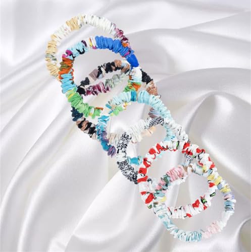 6 Pack 100% Muberry Silk Scrunchies for Women Luxury Hair Ties,No Damage Gentle Hair Bands,Ponytail Holders Silk Hair Ties for Thick and Thin or Curly Hair - color: Black