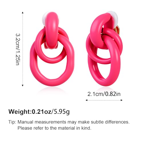 Gold Geometric Clip On Earrings for Women Chunky Gold Knot Link Clip Earrings Trendy Jewelry - color: Pink