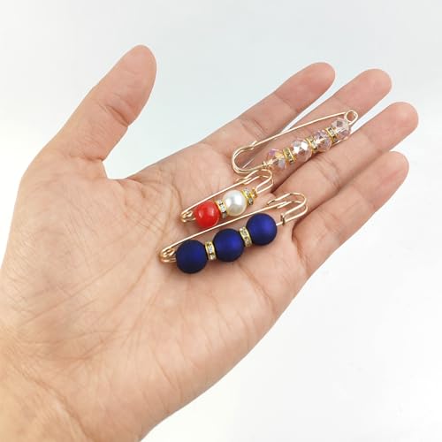 TIHOOD 110PCS Pearl Brooch Pins Women Decorative Safety Pins Pant Clothing Shawl Clips Artificial Pearls Brooch Elegant Pearl Cardigan Collar Brooch Clips Waist Tightener Safety Pins