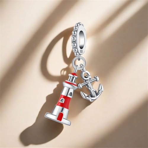 925 Sterling Silver Charms Bead for Bracelets Necklaces, Star Moon Crescent Sun Solar Pendent, Blue Ocean Starfish Shells Turtle Crab Starry Sea Cute Jewelry Birthday Gifts for Women Men - style: Watchtower charms