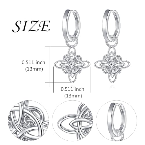 S925 Sterling Silver Celtic Knot Earrings for Women Irish Good Luck Drop Dangle Hook Earrings - style: Dangle Huggie - Witch's Knot