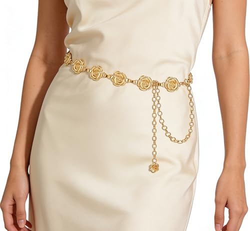 Mealah Waist Chains Gold Belts for Women - Adjustable Body Link Belts Ladies Fashion Chain for Jeans Dress