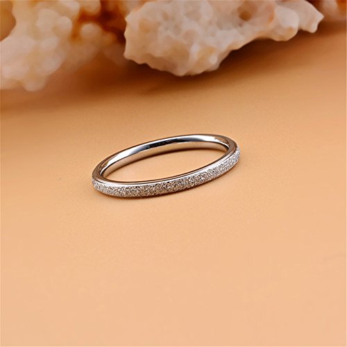 Fashion Month Womens 2mm Stainless Steel Sand Blast Finish Silver Wedding Band Engagement White Gold Domed Ring