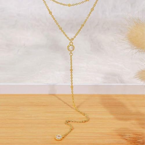 Dcfywl731 Minimal Dainty Gold Plated Dangle Earrings Layered Bar Pendant Neckalce Gold Long Y-Necklace Gold Earrings and Necklaces Set Delicate Lariat Chain Jewelry for Women - color: K5