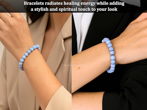 Amazing Gemstone Blue Lace Agate Bracelet for Women Men's Gifts - Protection Healing Crystal Bracelet - 8mm Gemstone Beaded Stretchable Bracelet Pulseras Para Hombres Mujer Stocking Stuffers Mothers Day Gift - color: Blue Lace Agate