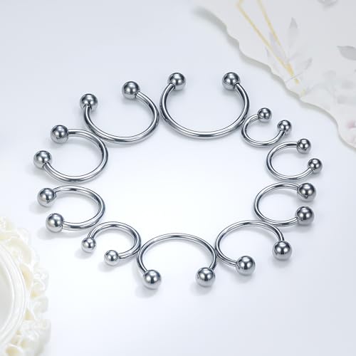 Ruifan 20G 18G 16G 14G 12G Horseshoe Nose Ring Titanium Septum Rings Piercing Jewelry Cartilage Conch Helix Rook Lip Tragus Earring Hoop Eyebrow Retainer For Women Men 6mm 8mm 10mm 12mm 14mm 16mm 19mm - size: Ball: 14G - 16MM