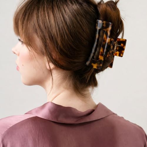 France Luxe Large Cutout Rectangle Claw Clip, Handmade in France, Tokyo | For Thick, Curly & Long Hair, Gentle Secure Grip, Lightweight All-Day Comfort, Cellulose Acetate, Hair Accessory - color: Tokyo