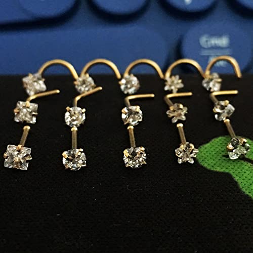 Nose Rings & Studs - 18g, 20g, 22g 14K Gold Bone Nose Studs for Women in Titanium Steel - color: 20g 5pcs Gold Bone Shaped 316L Surgical Steel