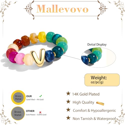 Bubble Initial Chunky Beaded Bracelet for Women Colorful Resin Bead Trendy Statement Big Stretch Bracelets Summer Beach Boho Charm Jewelry Cute Gifts for Women - color: Initial V
