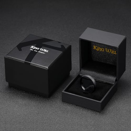 King Will Wedding Band for Men Women, 2/4/6/7/8mm Domed Matte Brushed Tungsten Carbide Rings, Solid/Dual Color Engagement Rings, Comfort Fit - color: Black-4mm