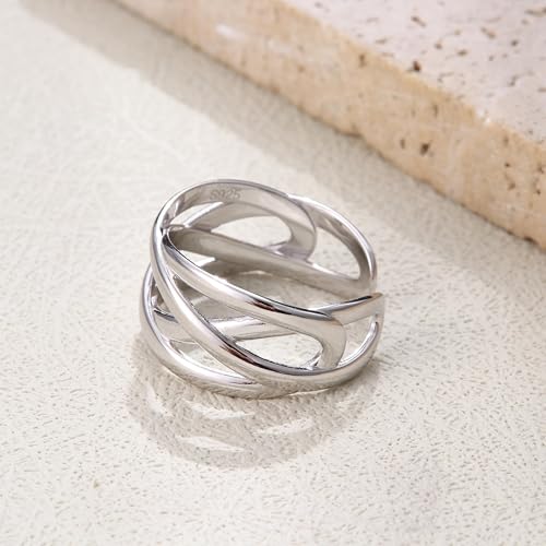 Adjustable 925 Sterling Silver Celtic Knot Rings Open Knuckle Ring Women | Thumb Finger Rings Minimalist Cross Line Band Rings