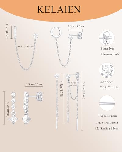 Gold Silver Earrings for Women Trendy 14K Gold Plated Dangle Hypoallergenic Cartilage Earrings Small 925 Sterling Silver Post Dainty Hoop Drop Pearl Earring Stacks Set Huggie Chain Earrings Jewelry - color: D-Hoop Earrings-Sliver