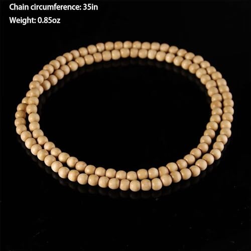 Natural Wood Beads Necklace for Men and Women 8MM Wooden Beaded Handmade Chunky Necklaces HipHop Statement Jewelry Gifts - color: Red