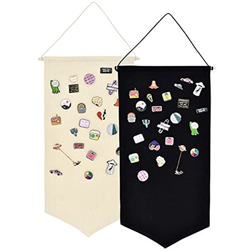 2pcs Cotton Canvas Wall-Mounted Brooch,Wall Hanging Jewelry Display Storage Set for Pin and Brooch Collections (B) - color: B