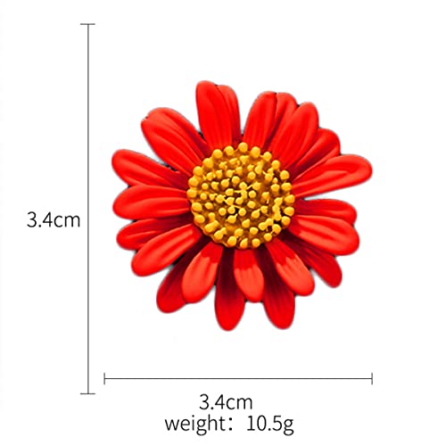 Multicolor Cute Daisy Flower Brooch Pins, Plant Sunflower Suit Lapel Pin,Pink Yellow White Sun Flower Dress Neckline Pin Enamel Charm Daisy Coat Collar Brooch for Women Girls Men Jewelry Gifts - color: D red