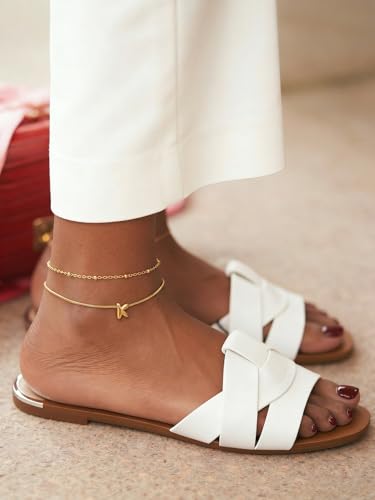 ChainsProMax Initial Ankle Bracelets for Women, Waterproof Anklets Bracelet Adjustable Summer Beach Women Foot Jewelry, Stainless Steel/Gold Plated-Send Gift Box/Letter A-Z - color: Gold Plated-N