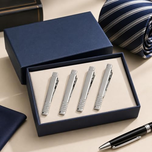 4 Pcs Stainless Steel Tie Clips for Men Classic Tie Bar Clip for Formal Business Wedding Party Fathers Day Gift - style: Class3