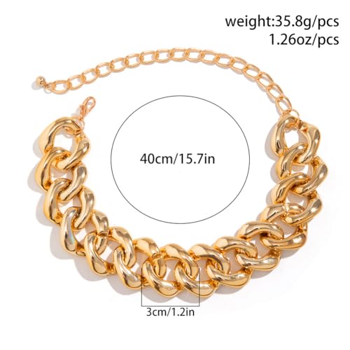 Chunky Gold Chain Necklace for Women Big Chunky Choker Necklace Gold Cuban Link Chain Necklaces Punk Hip-Hop Necklaces Costume Jewelry Gift - color: Gold03
