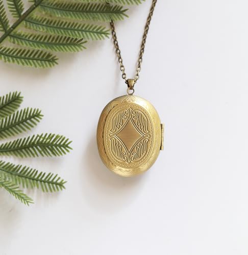 Handmade Oval Shaped Photo Locket with dried Pressed Flowers Locket pendant Necklace - style: Oval-Purple Lobelia