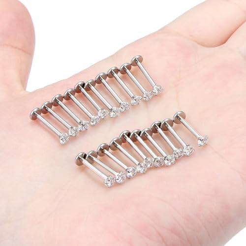 16G Lip Rings Stainless Steel Tragus Helix Conch Piercing Jewelry Snake Bite Piercing Monroe Lip Rings Labret Medusa Cartilage Lobe Earrings Studs Piercing Jewelry 6MM 8MM 10MM Silver - color: Clear Cz-10MM