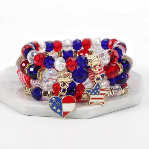 Ardorchid Halloween Bracelets for Women Pumpkin Ghost Steleton Bat Skull Beaded Stackable Stretchy Bracelet Rugby Thanksgiving Christmas Heishi Bracelets - color: USA Bracelet -F